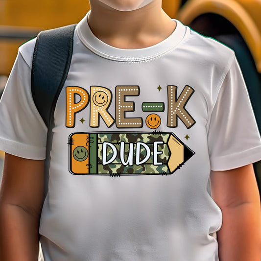 Pre-K Dude (toddler)- 7.5" wide DTF Transfer