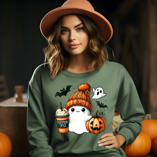 Pumpkin Spice Ghost- 11" wide DTF Transfer