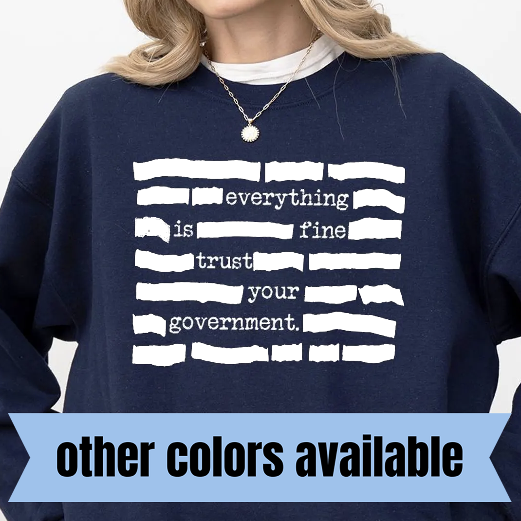 Everything is Fine Trust Your Government Redacted- Single Color DTF Tr ...