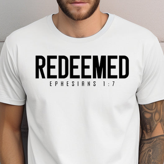 Redeemed-Ephesians 1:7- Single Color (black)- 11.5" wide Screen Print Transfer
