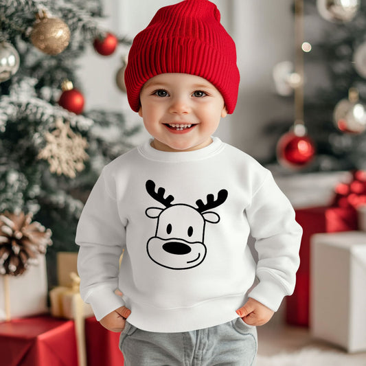 Cute Reindeer (toddler)- Single Color (black)- 7" wide Plastisol Screen Print Transfer