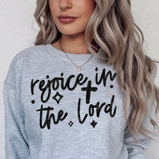 Rejoice in the Lord- Single Color (black)- 11.5” wide Single Color Transfer
