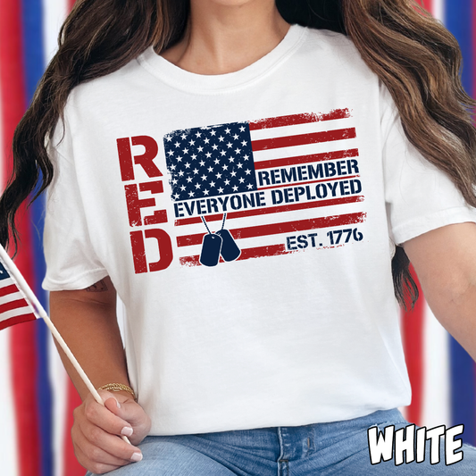 R.E.D. Remember Everyone Deployed- Full Color DTF Transfer