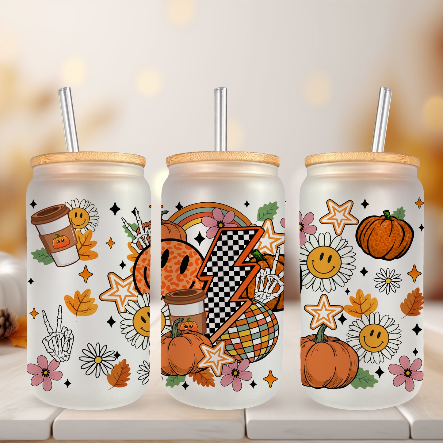 Retro Fall UV DTF- 16oz Cup Wrap