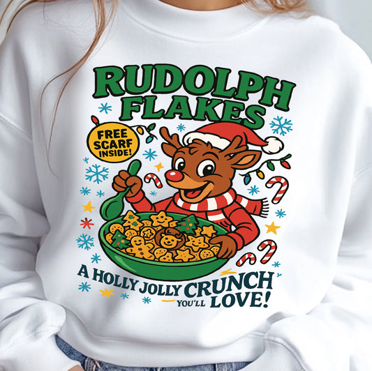 Rudolph Flakes- 11” DTF Transfer