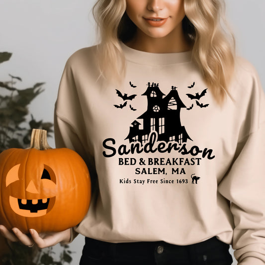 Sanderson Bed & Breakfast- Single Color (black)- 11.5" wide Plastisol Screen Print Transfer