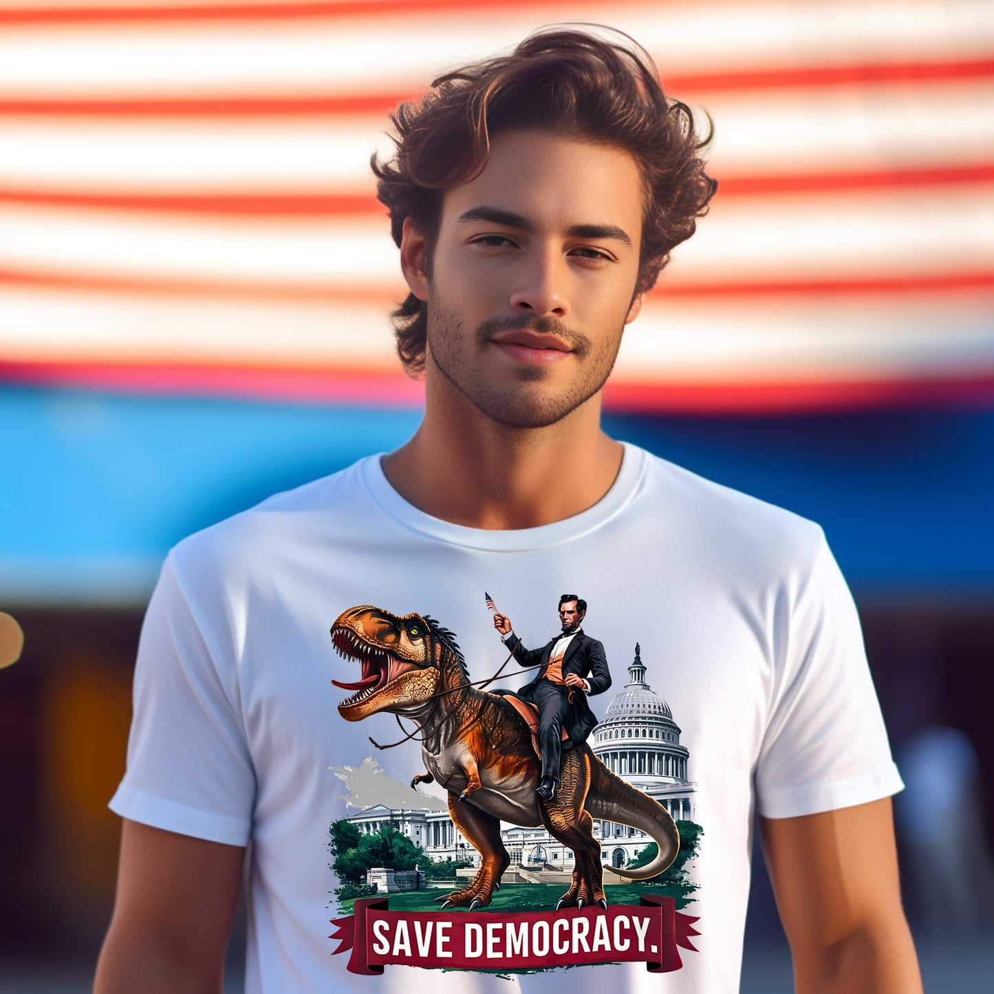 Save Democracy *full color matte clear film*- 11.5" wide Plastisol Screen Print Transfer