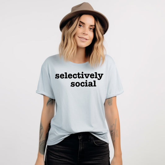 Selectively Social- Single Color (black)- 11.5" Screen Print Transfer