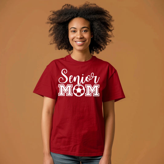 Senior Mom (soccer) - Single Color (white)- 11.5" wide Plastisol Screen Print Transfer