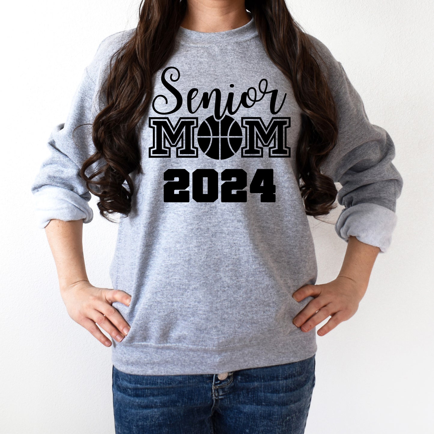 Senior Mom 2024 (basketball) - Single Color (black)- 11.5" wide Plastisol Screen Print Transfer