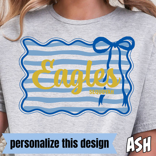 **PERSONALIZED** Striped Custom with Bow- Full Color DTF Transfer