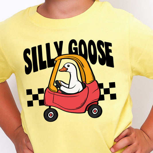 Silly Goose in Red Car-Full Color DTF Transfer