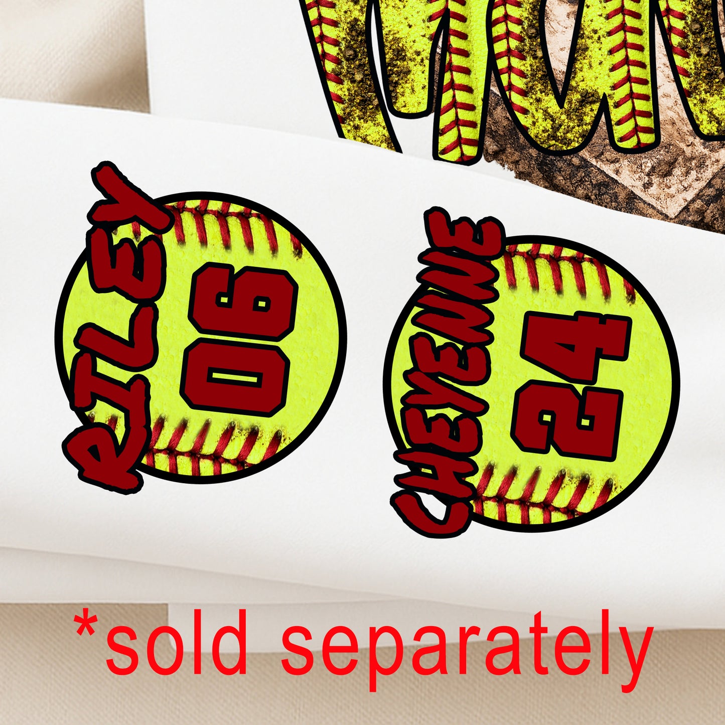**PERSONALIZED** Softball with Name and Number- Full Color DTF Transfer