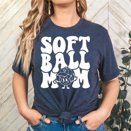 Softball Mom - Single Color (white)- 11" wide Plastisol Screen Print Transfer