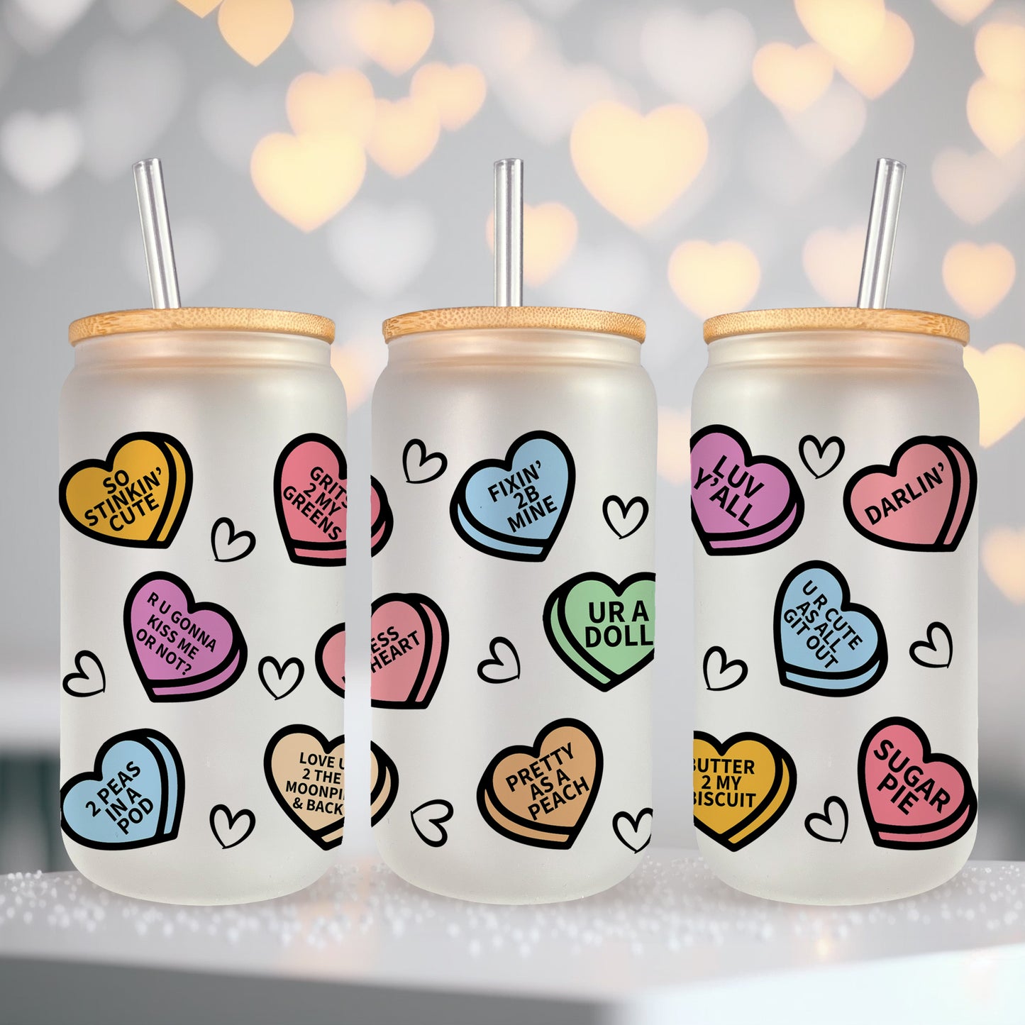 Southern Conversation Hearts UV DTF- 16oz Cup Wrap