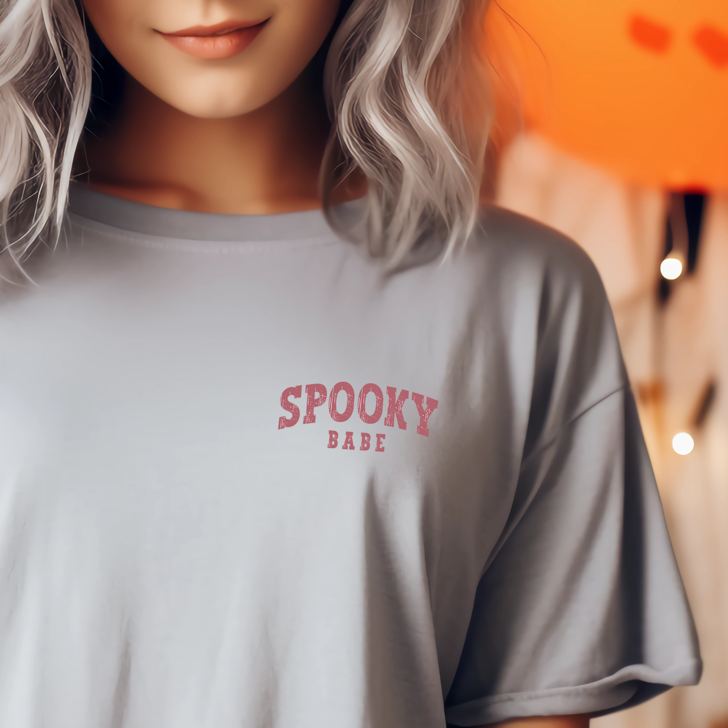 Spooky Babe (pocket/koozie)- *full color matte clear film*- 3" wide Plastisol Screen Print Transfer