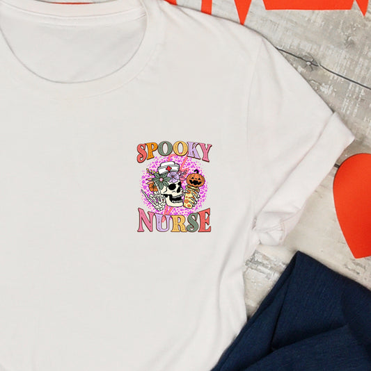 Spooky Nurse (Pocket/Koozie) *full color matte clear film*- 3" wide Plastisol Screen Print Transfer