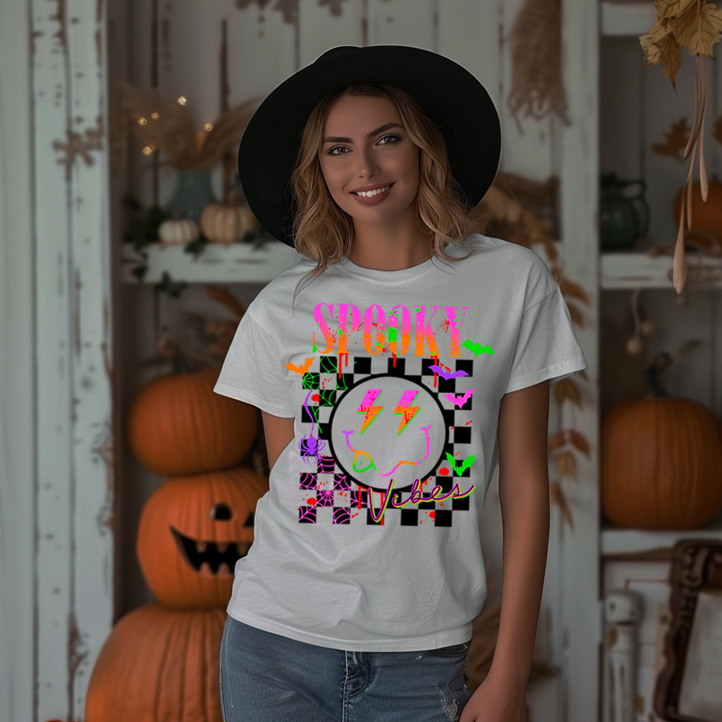 Spooky Vibes *GLOW IN THE DARK full color matte clear film*- 11.5" wide Plastisol Screen Print Transfer