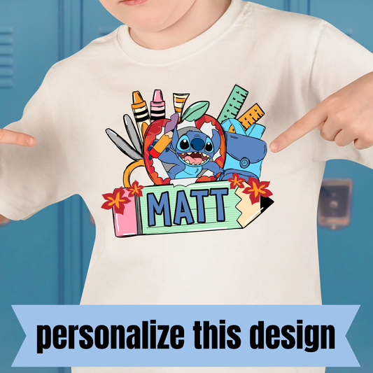 **PREORDER** Blue Alien Back to School Boy- Personalized DTF