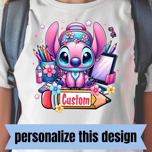 **PREORDER** Pink Alien Back to School Girl- Personalized DTF