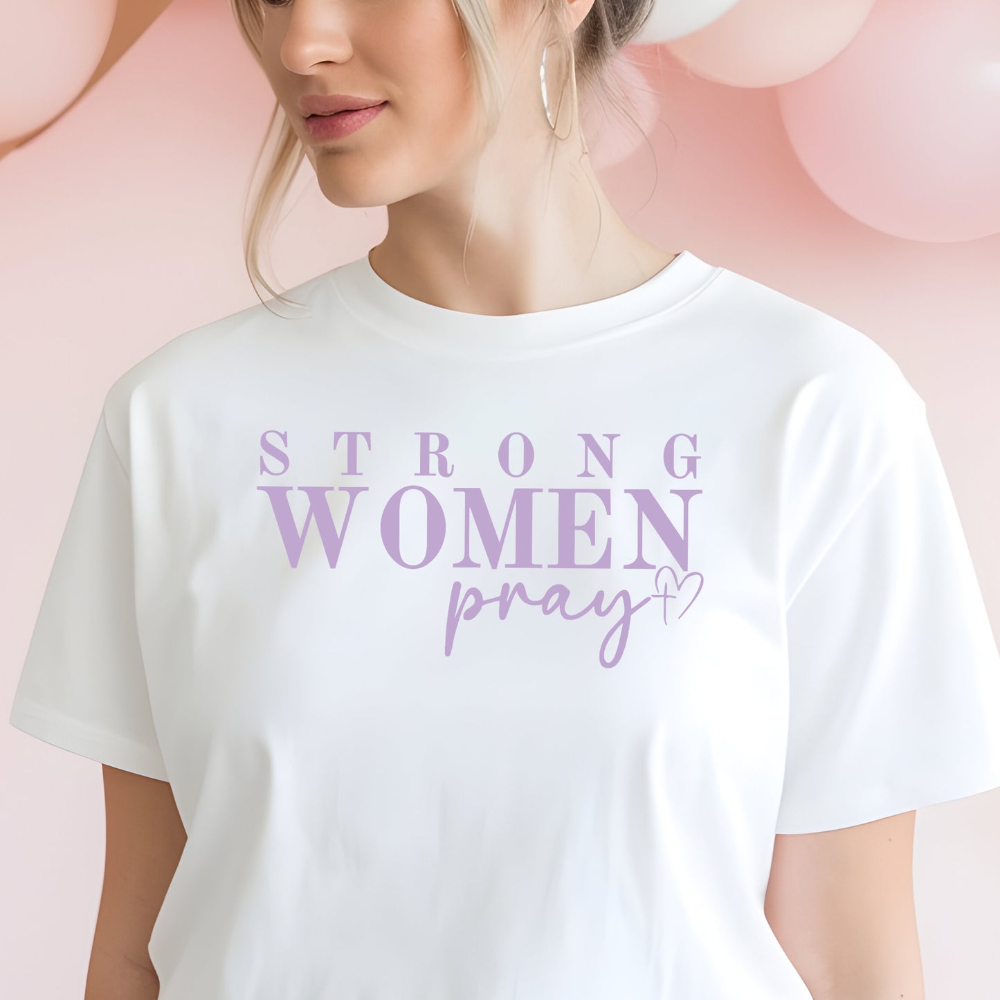 Strong Women Pray- Single Color (light purple)- 11.5” wide Screen Print Transfer
