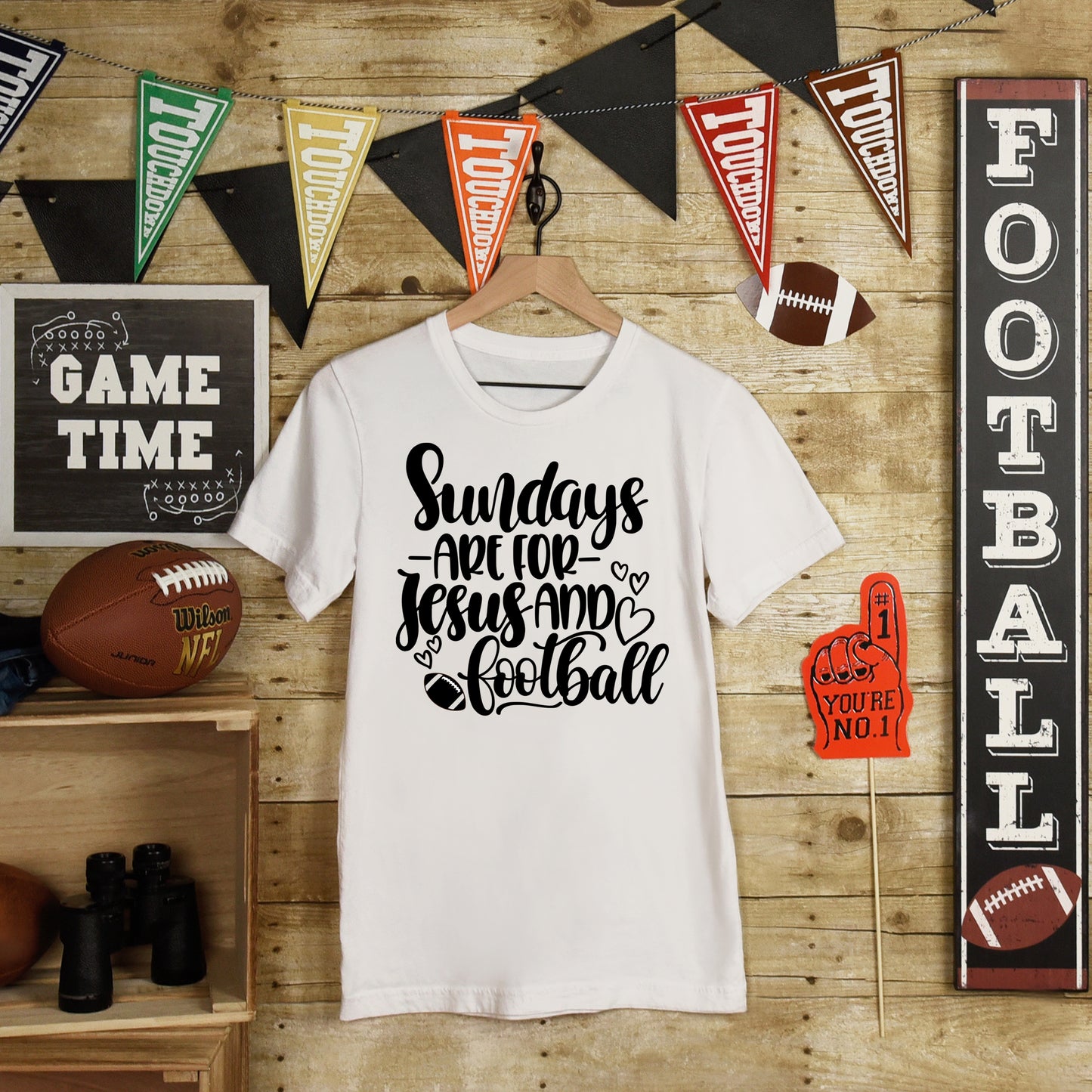 Sundays are For Jesus and Football - Single Color (black)- 11.5" wide Plastisol Screen Print Transfer