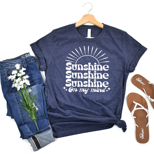 Sunshine Sunshine Sunshine On My Mind- Single Color (white)- 11.5" wide Plastisol Screen Print Transfer