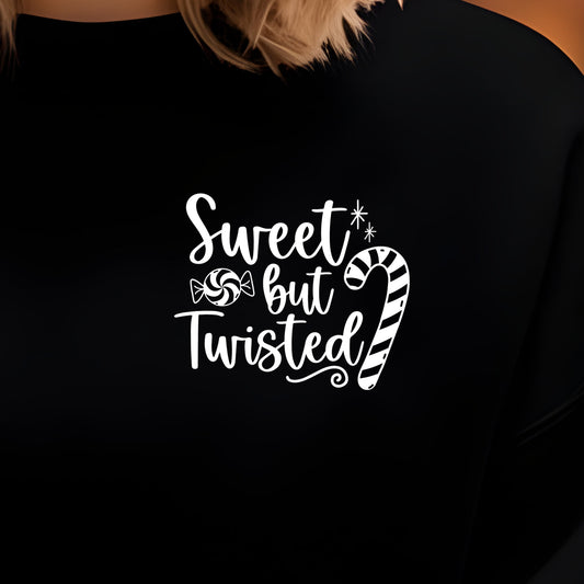 Sweet but Twisted (large pocket) - Single Color (white)- 3.75" wide Screen Print Transfer