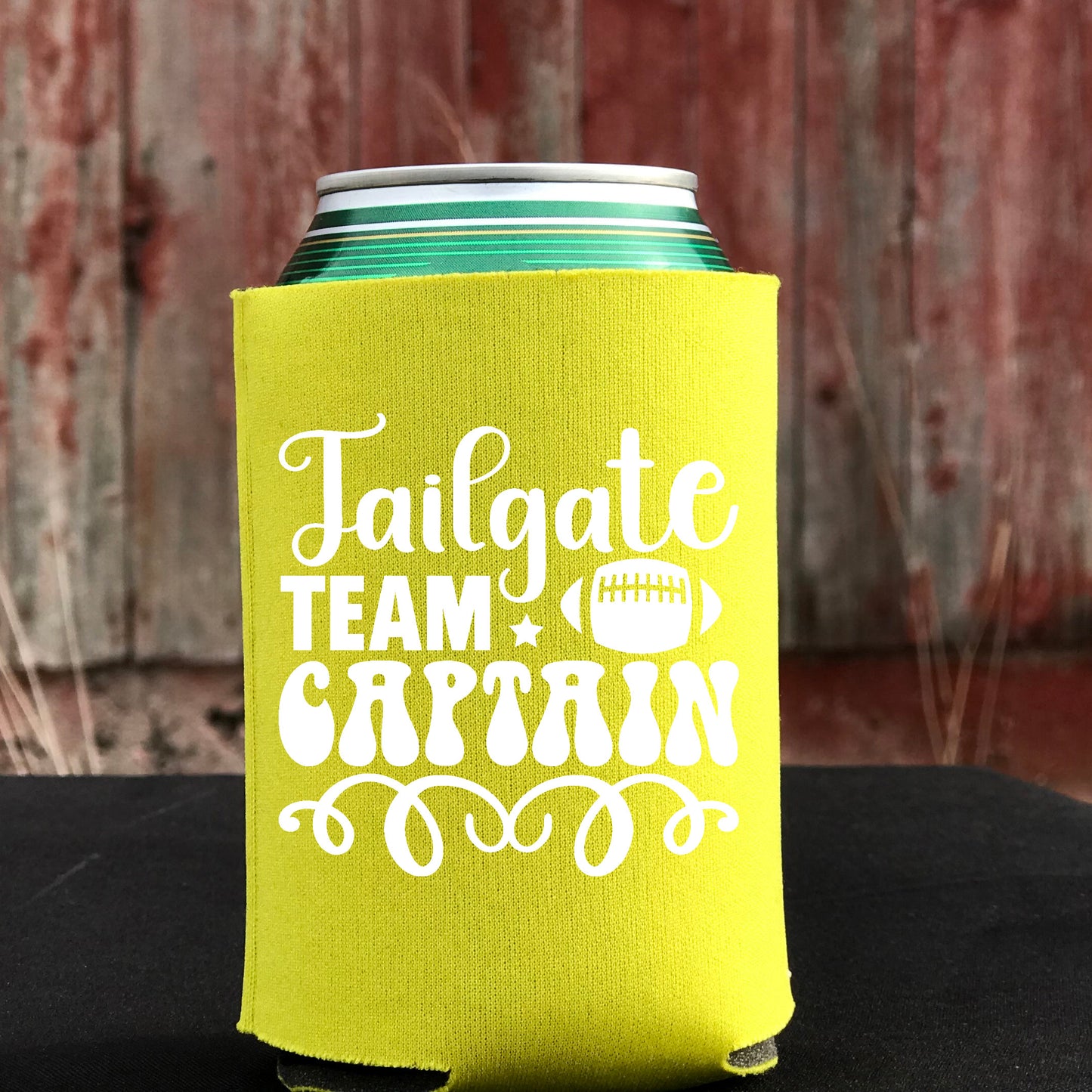 Tailgate Team Captain (Pocket/Koozie)- Single Color (white)- 3" wide Plastisol Screen Print Transfer