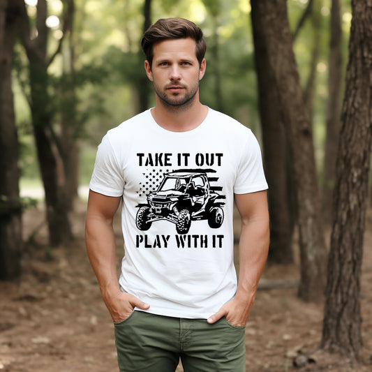 Take it Out Play With It- Single Color (black)- 11.5" wide Plastisol Screen Print Transfer
