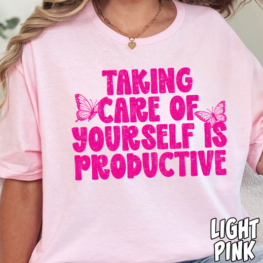 Taking Care of Yourself is Productive- Single Color DTF Transfer