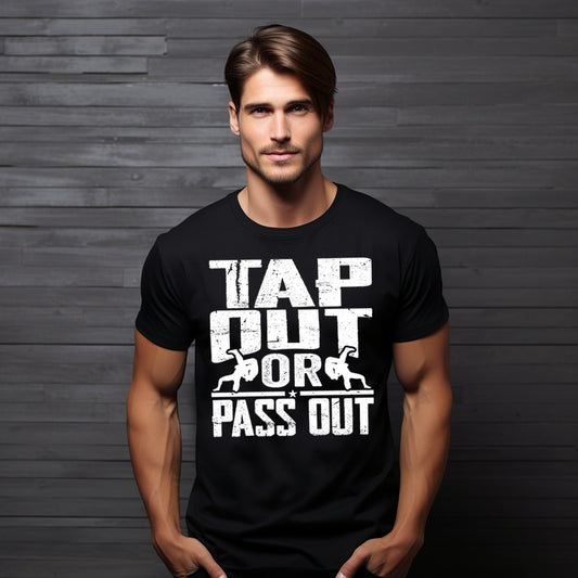 Tap Out or Pass Out- Single Color (white)- 11.5" wide Plastisol Screen Print Transfer