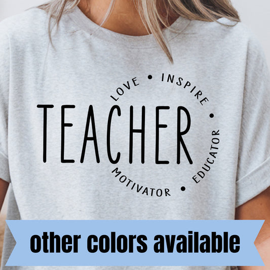 Teacher- Love, Inspire, Motivator, Educator- Single Color DTF Transfer