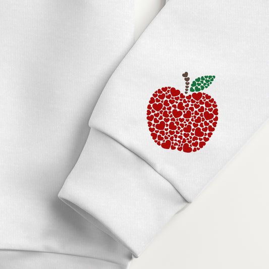 Teacher Apple Heart (Pocket/Sleeve) *full color matte clear film*- 2" wide Plastisol Screen Print Transfer