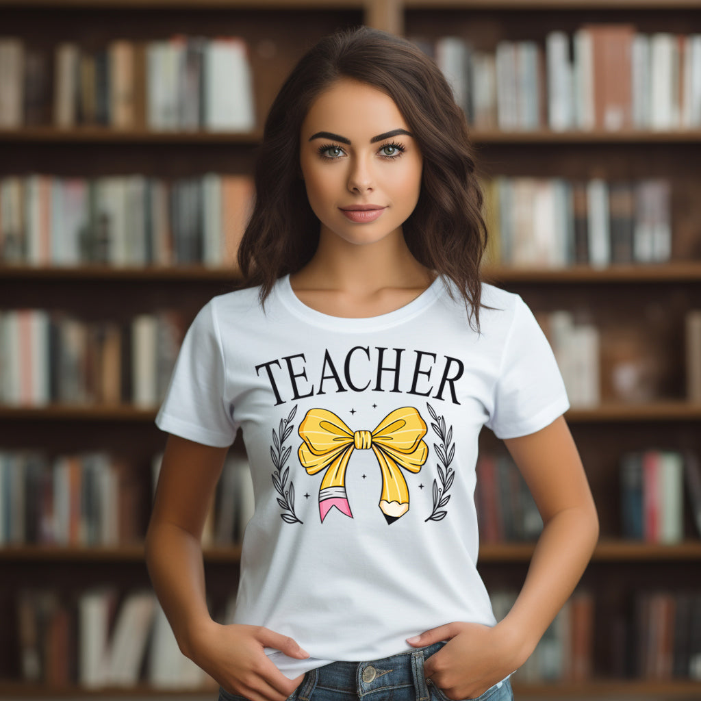 Teacher Pencil Coquette- 11" wide DTF Transfer