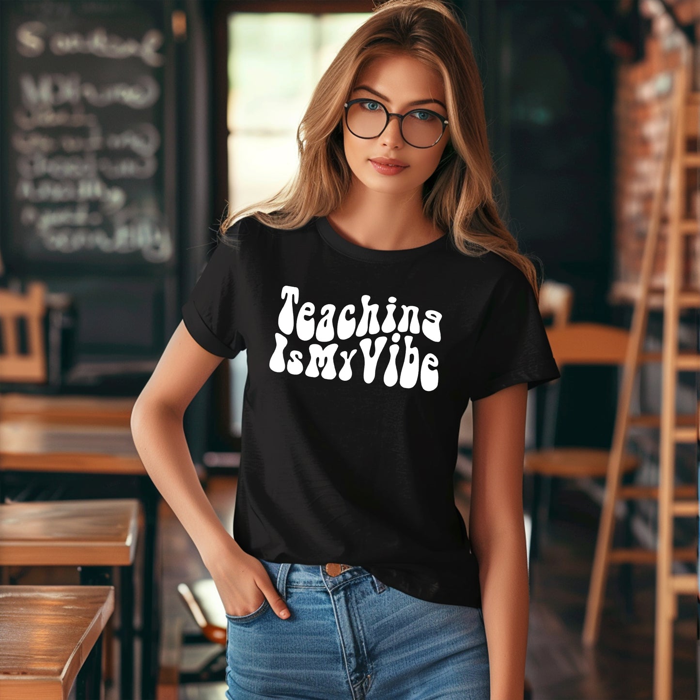 Teaching is My Vibe- Single Color (white)- 11" wide Plastisol Screen Print Transfer