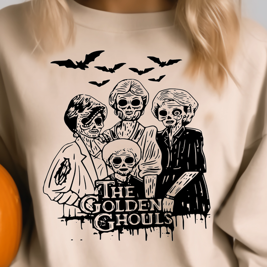 The Golden Ghouls- Single Color (black)- 11.5" wide Plastisol Screen Print Transfer