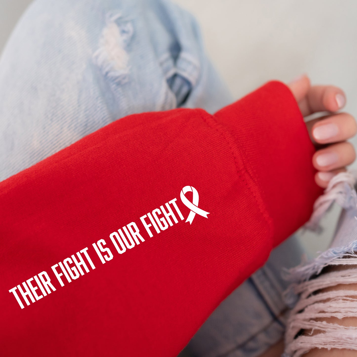 Their Fight is Our Fight (Pocket/Sleeve)- Single Color (white)- 5" wide Screen Print Transfer