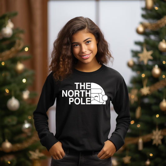 The North Pole- Single Color (white)- 11.5" wide Plastisol Screen Print Transfer