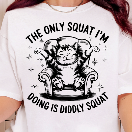 The Only Squat I'm Doing is Diddly Squat- Single Color (black)- 11.5” wide Screen Print Transfer