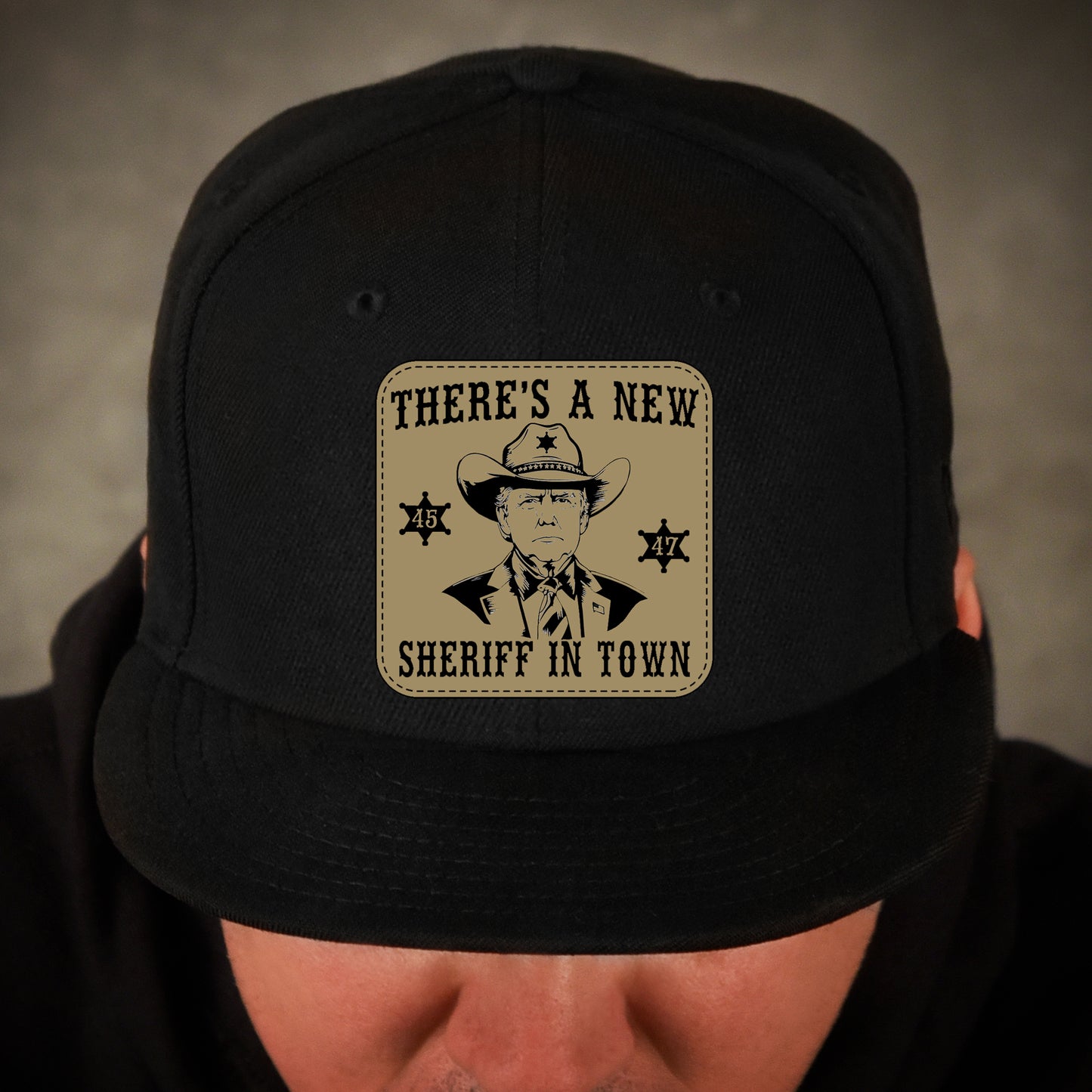 There's a New Sheriff in Town- 2.5" wide x 2.5" tall Leatherette Patch