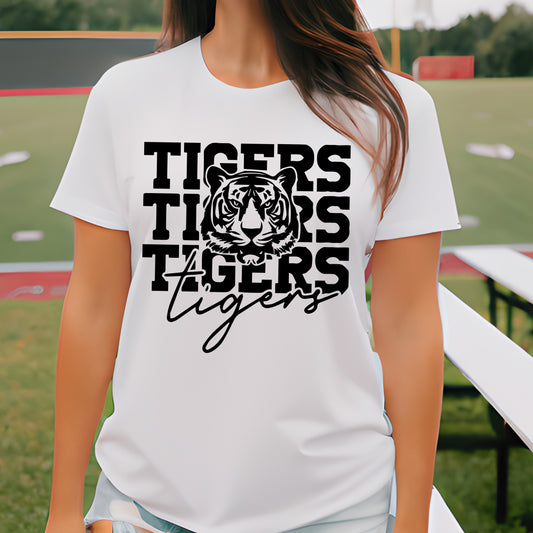 Tigers Mascot - Single Color (black)- 11.5" wide Plastisol Screen Print Transfer