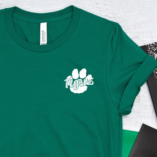 Tiger Paw Mascot (Pocket/Koozie)- Single Color (white)- 3" wide Plastisol Screen Print Transfer