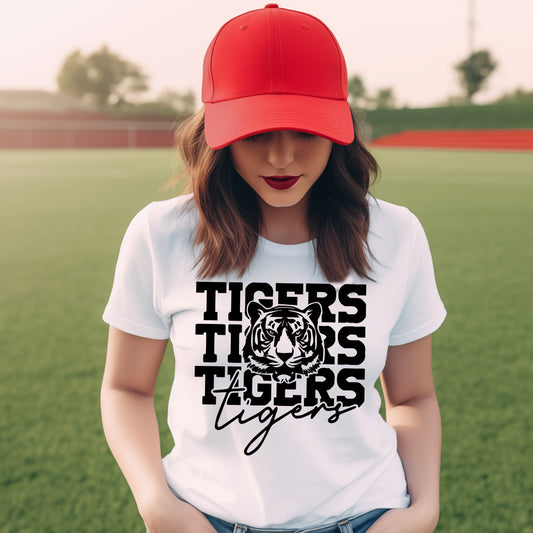 Tigers Mascot - Single Color (black)- 11.5" wide Plastisol Screen Print Transfer