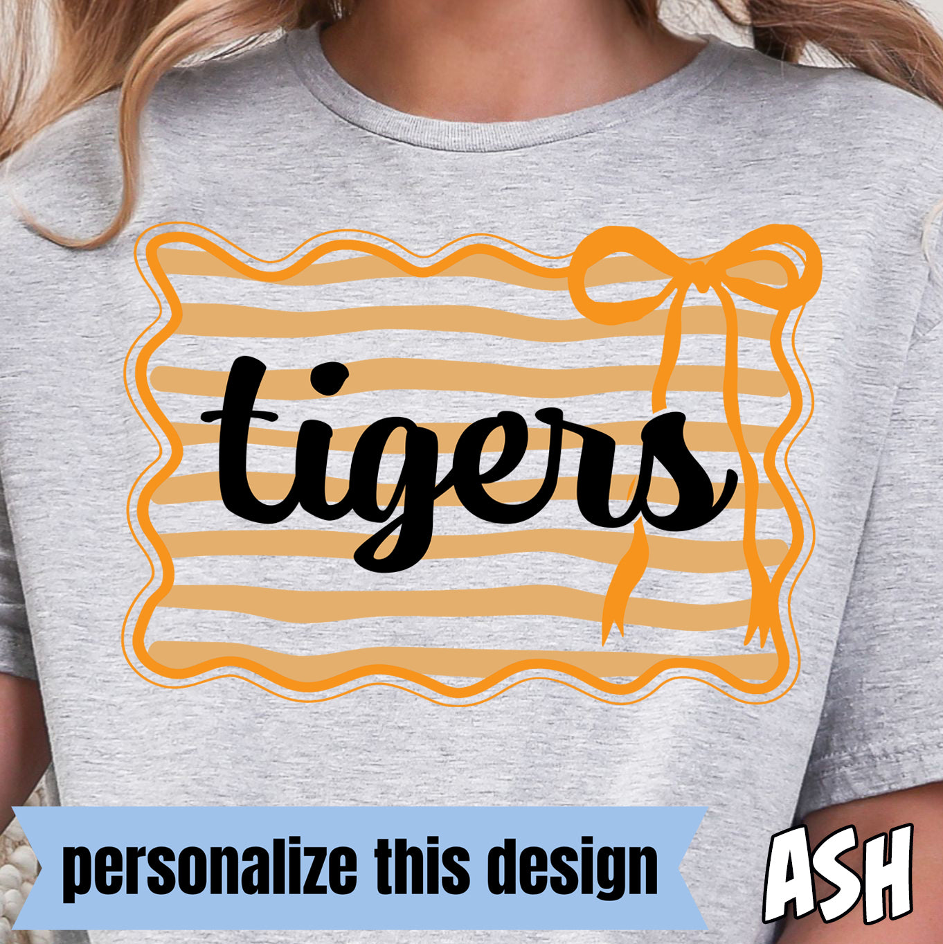 **PERSONALIZED** Striped Custom with Bow- Full Color DTF Transfer