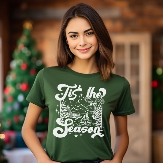 Tis the Season- Single Color (white)- 11.5" wide Plastisol Screen Print Transfer