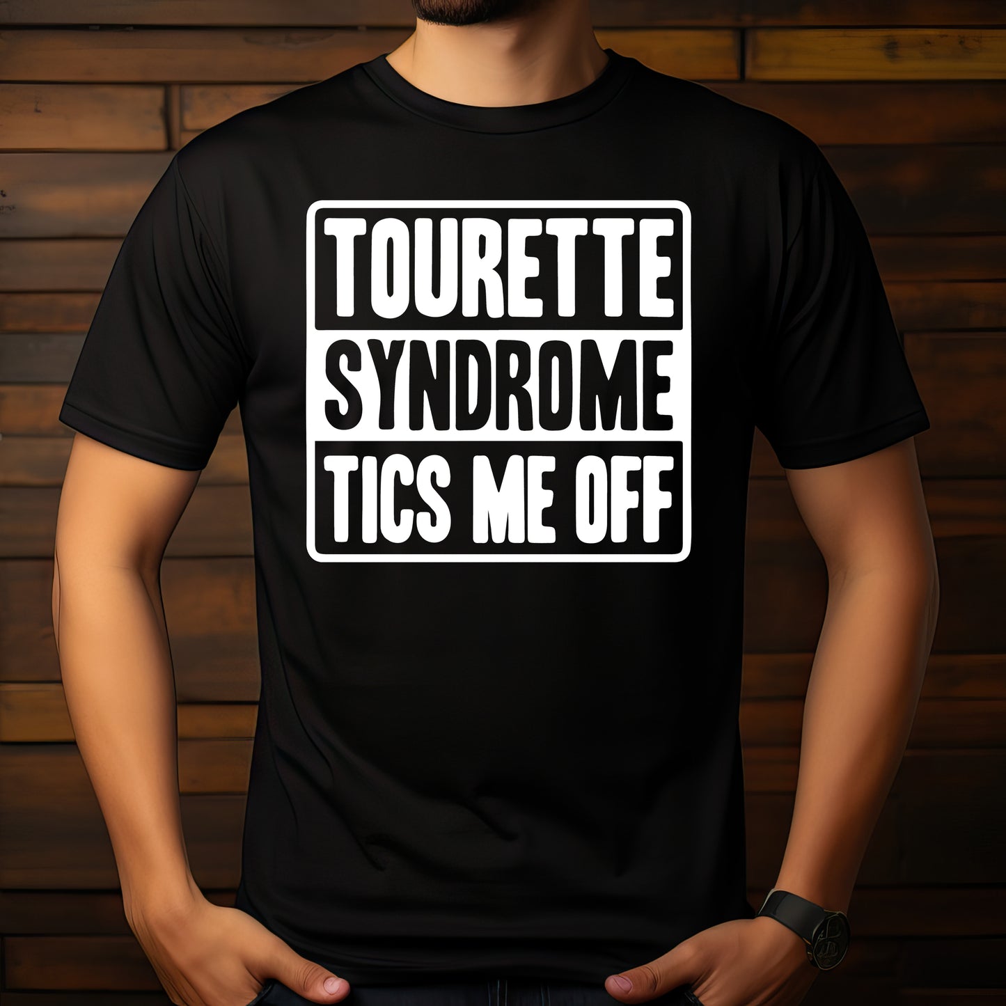 Tourette Syndrome Tics Me Off- Single Color (white)- 11.5" wide Plastisol Screen Print Transfer