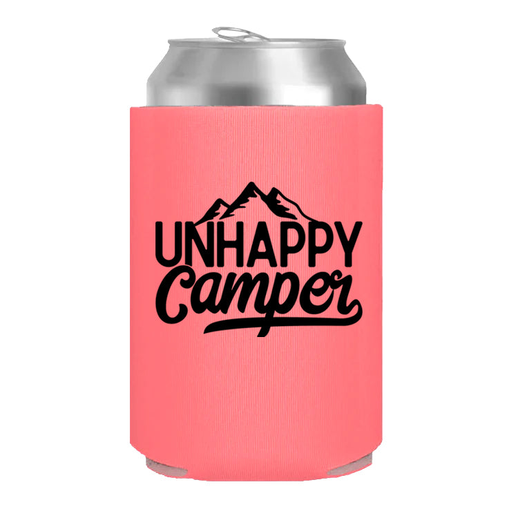 Unhappy Camper (Pocket/Koozie)- Single Color (black)- 3" wide Plastisol Screen Print Transfer