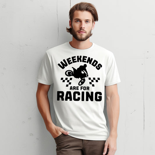 Weekends are For Racing (Dirt Bike)- Single Color (black)- 11.5" wide Screen Print Transfer