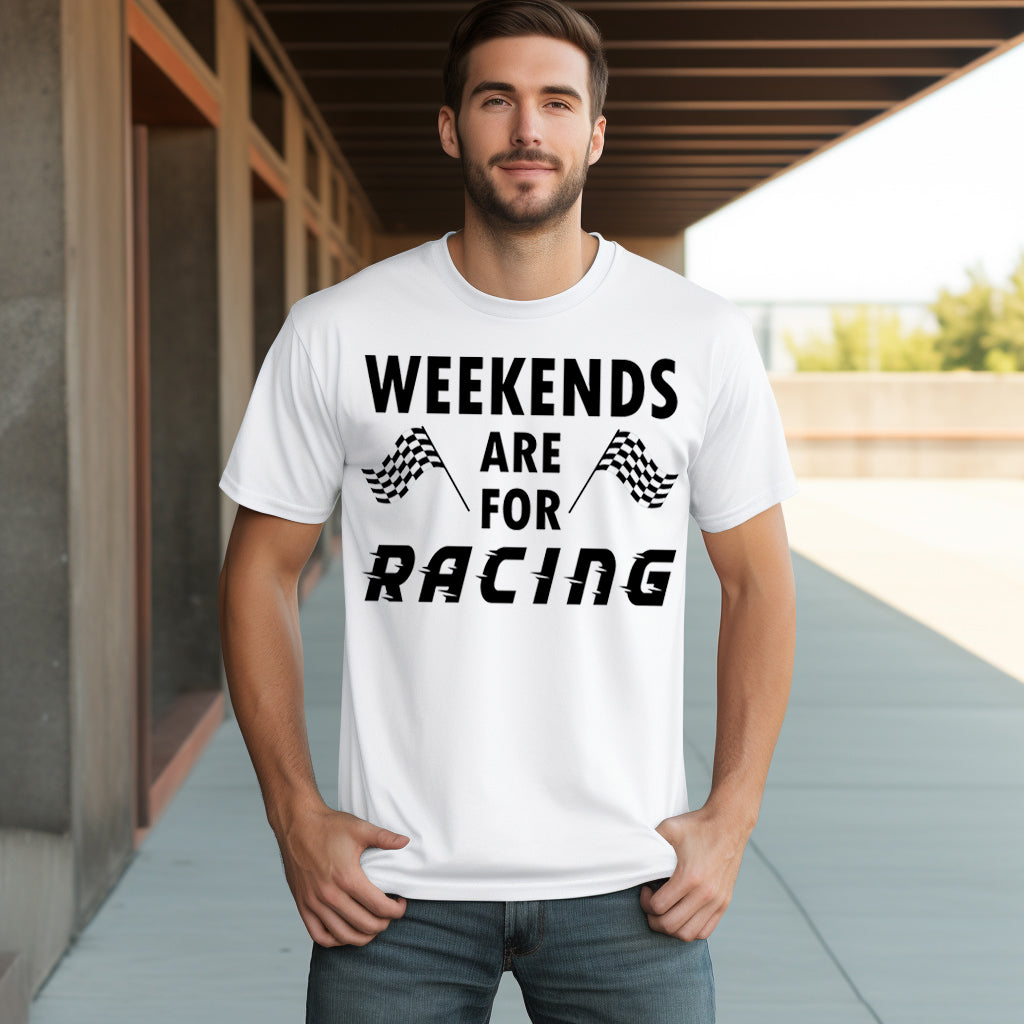 Weekends are For Racing- Single Color (black)- 11.5" wide Screen Print Transfer